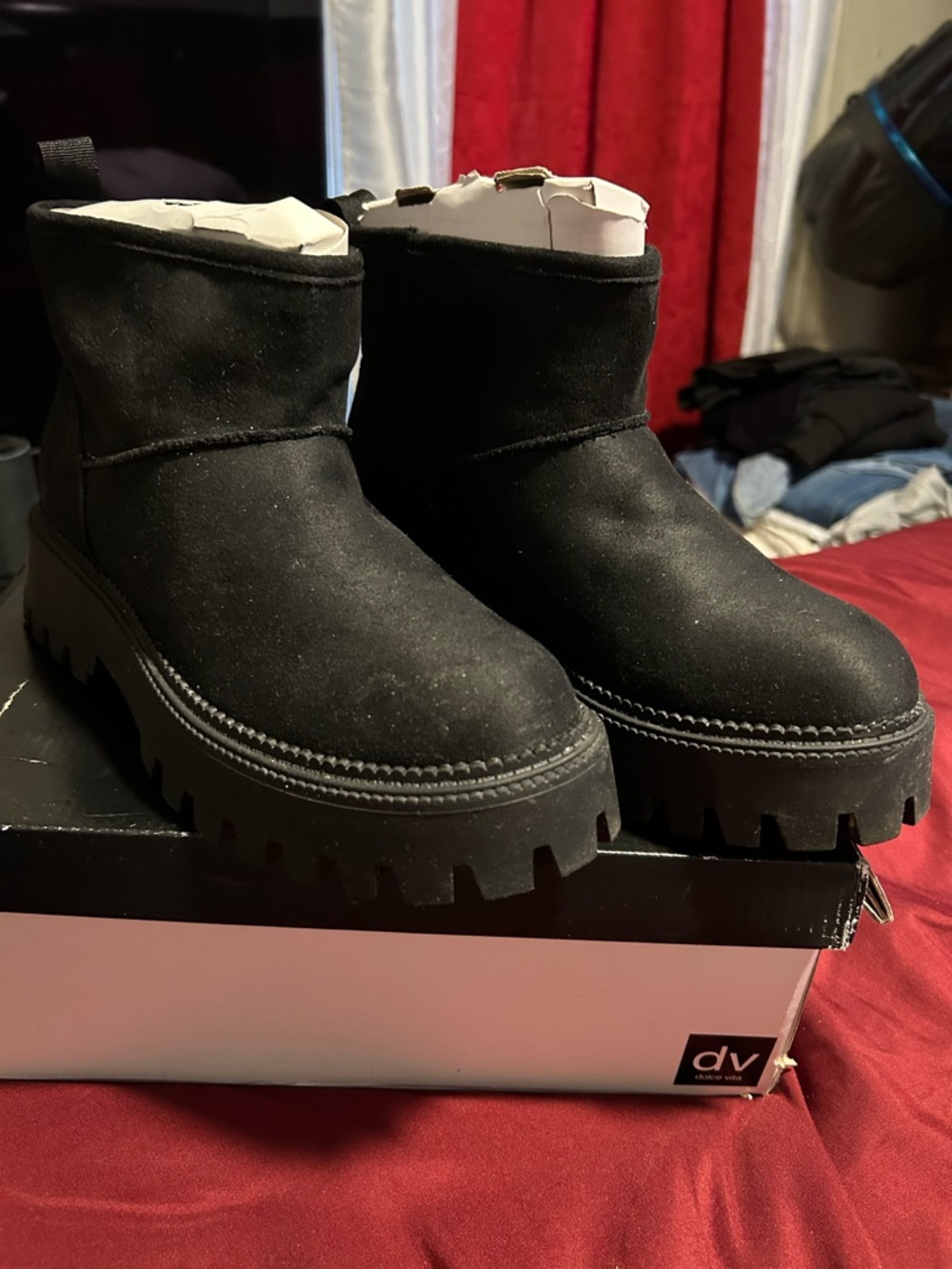 DV by Dolce Vita Black Platform Lug Sole Ankle Boots